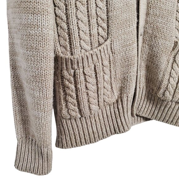 Vintage Career Club Size L Cardigan Grandpa Cable Knit Button Up  V neck Pockets - Picture 6 of 9